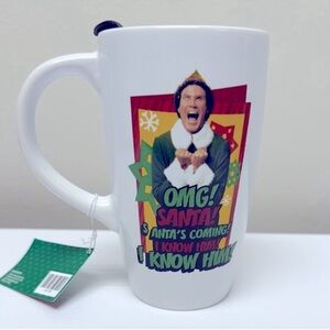 ELF Travel Mug 16oz - Classic Christmas Coffee Cup with Lid, New!